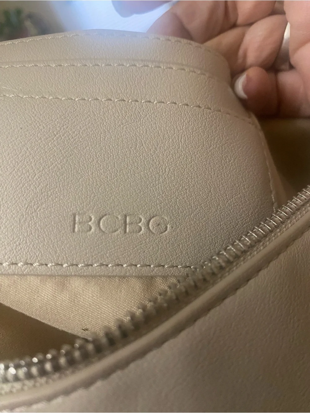 BCBG Max Azria Cream Crescent Hobo Shoulder Bag